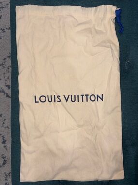 Louis Vuitton Cream Cotton Dust Bag with Navy Logo and Drawstring